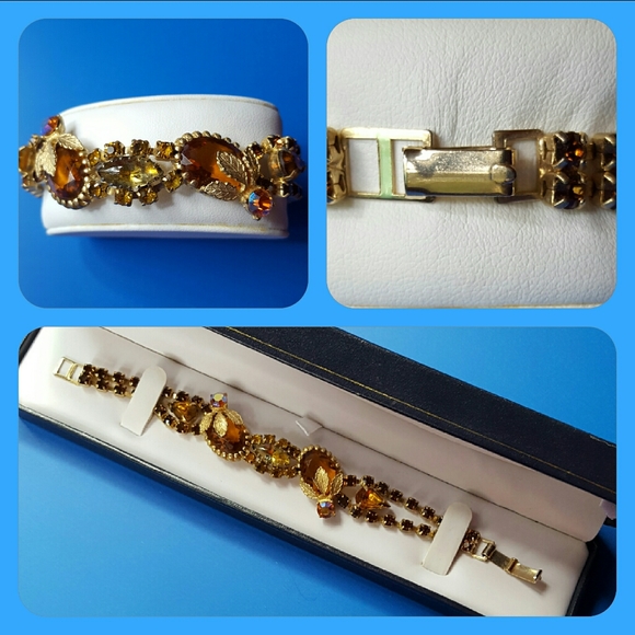 Vintage Rhinestone Bejeweled Deco Bracelet - Picture 8 of 11